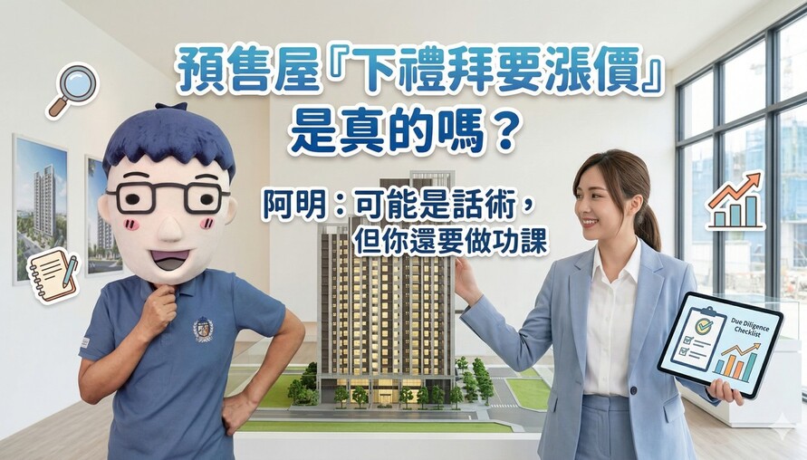 預售屋「下禮拜要漲價」是真的嗎？阿明：可能是話術，但你還是要做功課