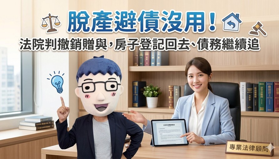 脫產避債沒用！法院判撤銷贈與，房子登記回去、債務繼續追