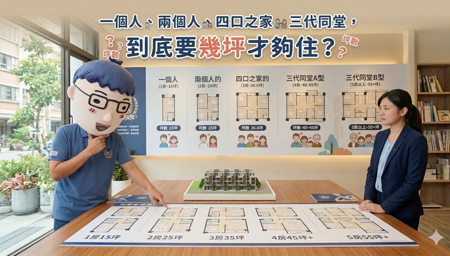 一個人、兩個人、四口之家、三代同堂，到底要幾坪才夠住？