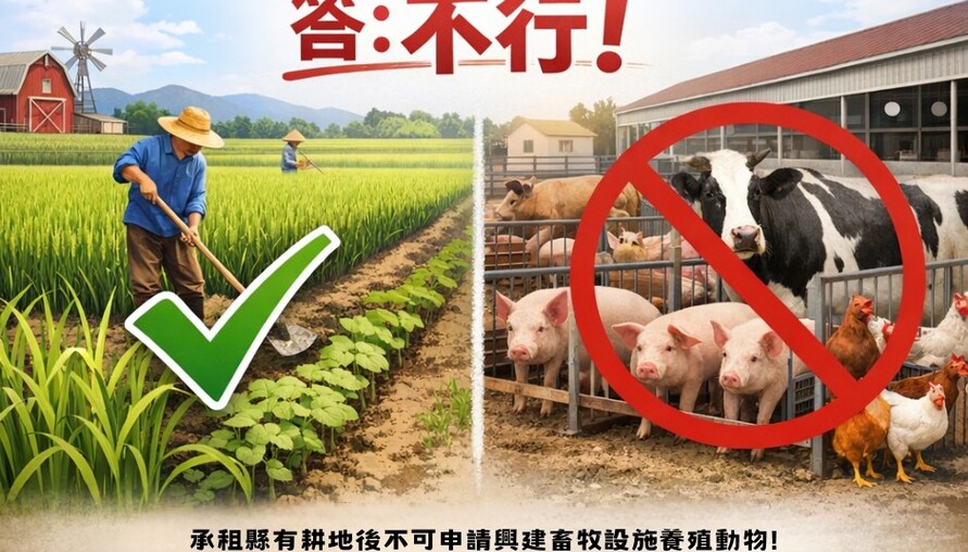 承租縣有耕地可以養動物嗎？政府地政處：不行！只能種農作物
