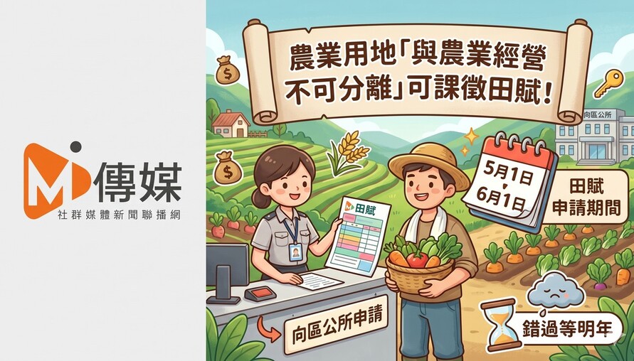 農業用地「與農業經營不可分離」可課徵田賦！5/1-6/1向區公所申請，錯過等明年