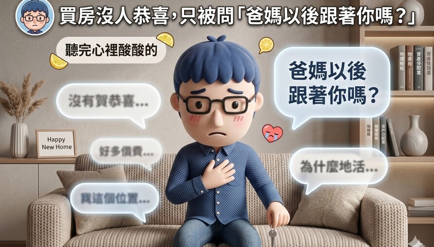 買房沒人恭喜，只被問「爸媽以後跟著你嗎？」阿明聽完心裡酸酸的