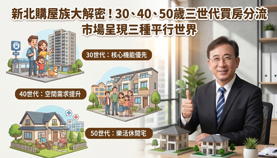 新北購屋族大解密！30、40、50歲三世代買房分流　市場呈現三種平行世界
