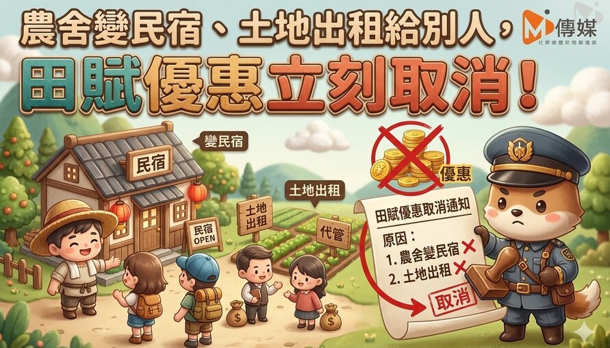 農舍變民宿、土地出租給別人，田賦優惠立刻取消！稅務局：想做營業用，先還清免稅紅利