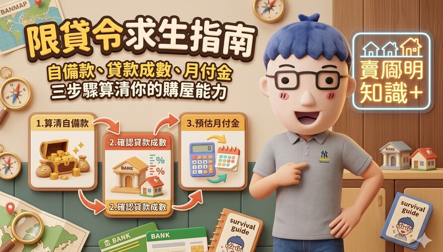 央行限貸令下買方求生指南：自備款、貸款成數、月付金三步驟算清你的購屋能力