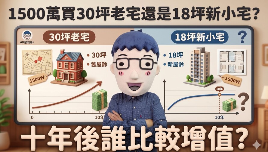 1500萬買30坪老宅還是18坪新小宅？十年後誰比較增值？
