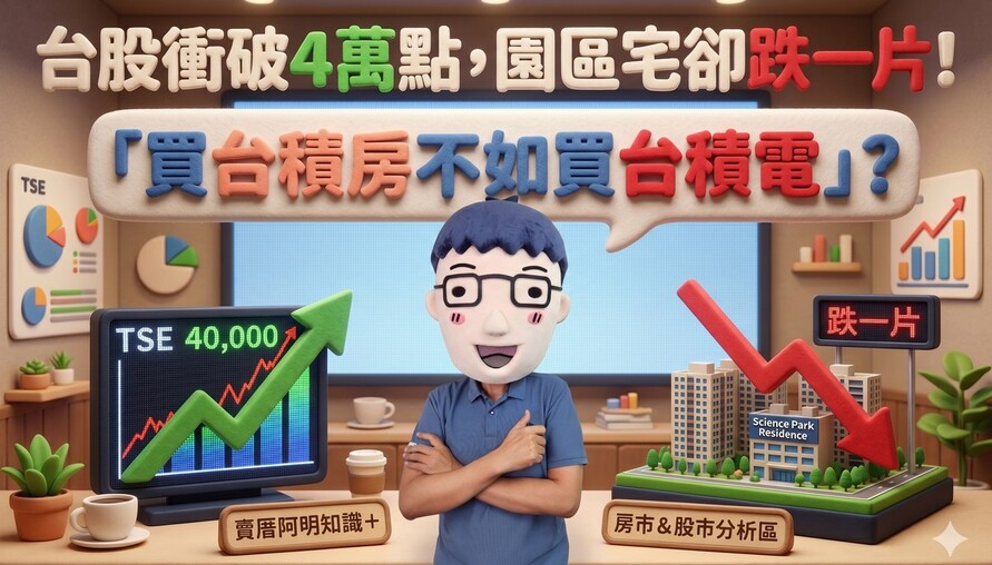 台股衝破4萬點，園區宅卻跌一片！台南安定跌7.9%、楠梓跌6.9%「買台積房不如買台積電」?