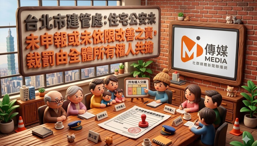 北市建管處：住宅公安未申報或未依限改善之責，裁罰由全體所有權人共擔