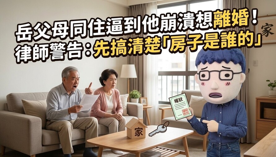 岳父母同住逼到他崩潰想離婚！律師警告：先搞清楚「房子是誰的」再說