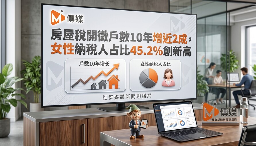 財政部統計：房屋稅開徵戶數10年增近2成，女性納稅人占比45.2％創新高