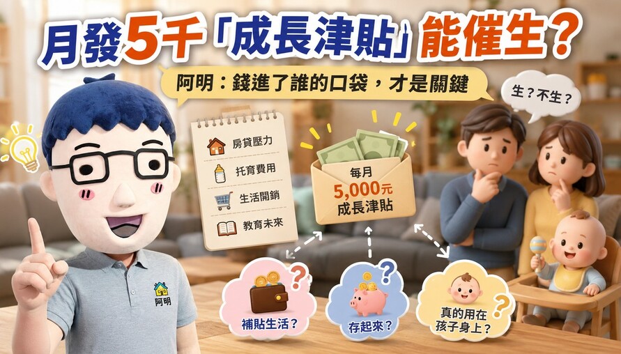 月發5千「成長津貼」能催生？阿明：錢進了誰的口袋，才是關鍵