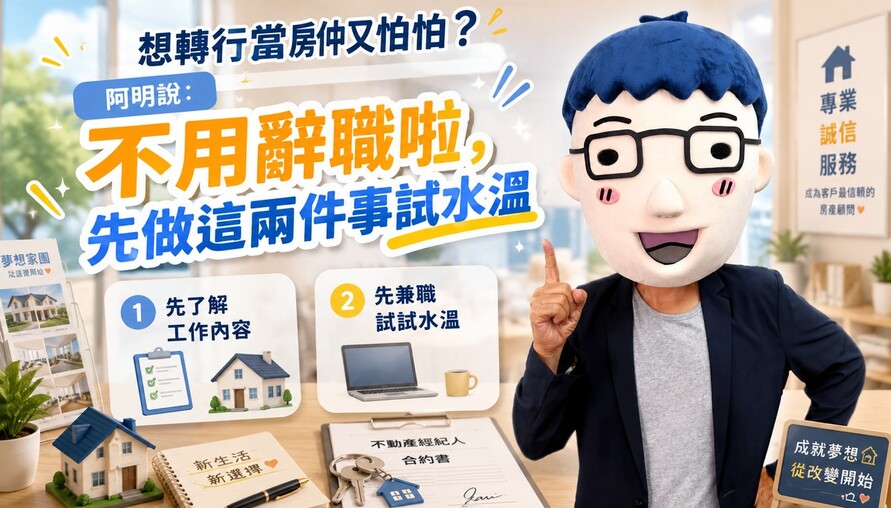 想轉行當房仲又怕怕？阿明說：不用辭職啦，先做這兩件事試水溫