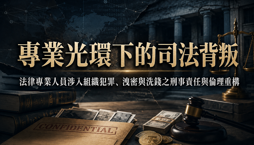 【專業光環下的司法背叛】法律專業人員涉入組織犯罪、洩密與洗錢之刑事責任與倫理重構