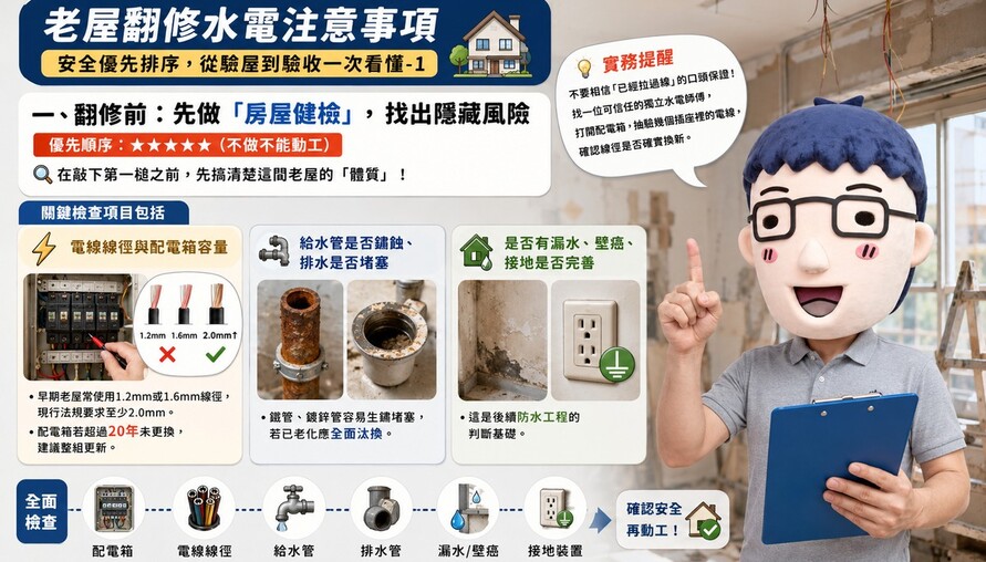 老屋翻修水電注意事項｜安全優先排序，從驗屋到驗收一次看懂