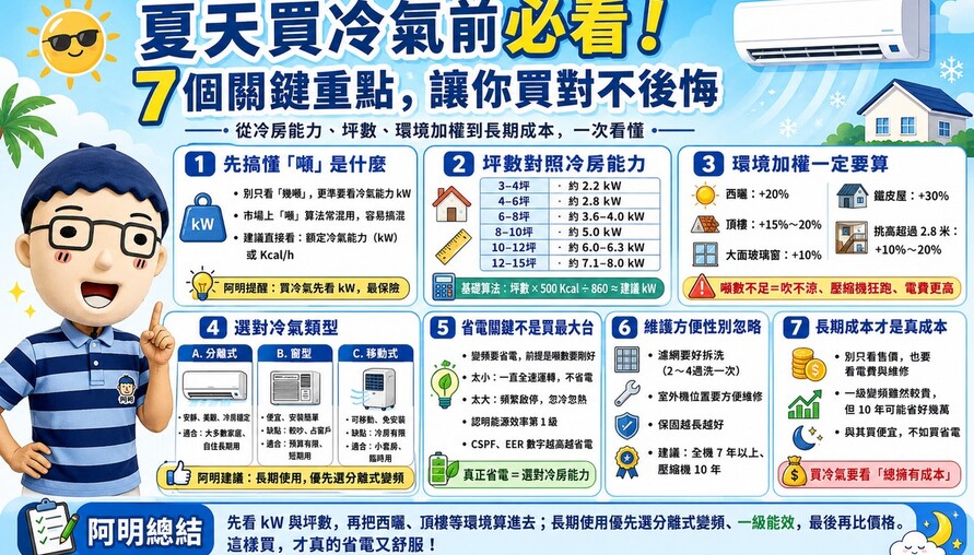 夏天買冷氣前必看！7個關鍵重點，讓你買對不後悔