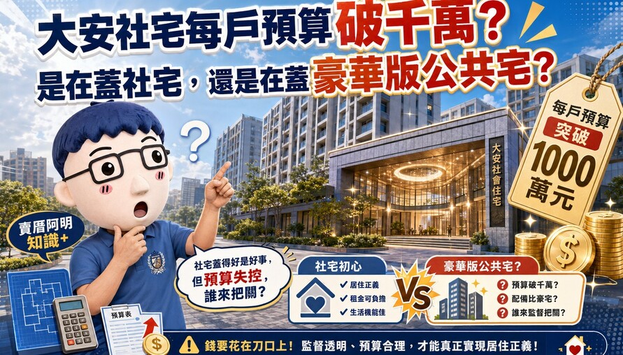 大安區社宅每戶預算破千萬？是在蓋社宅，還是在蓋豪華版公共宅？