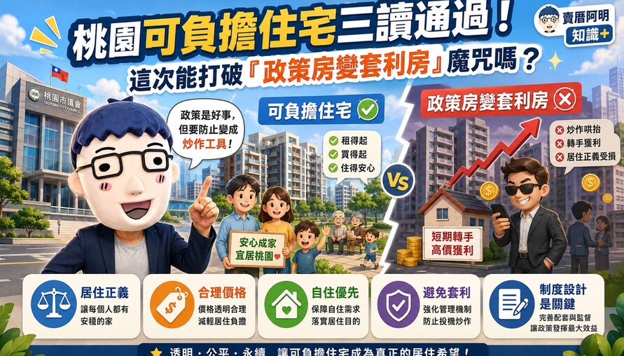 桃園可負擔住宅三讀通過！買得起但不能炒　阿明：這次能打破「政策房變套利房」魔咒嗎？