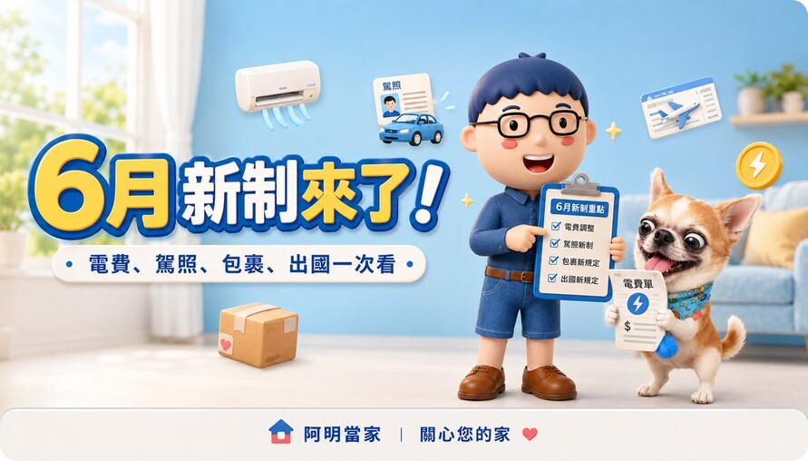6月新制來了！電費、駕照、包裹、出國一次看