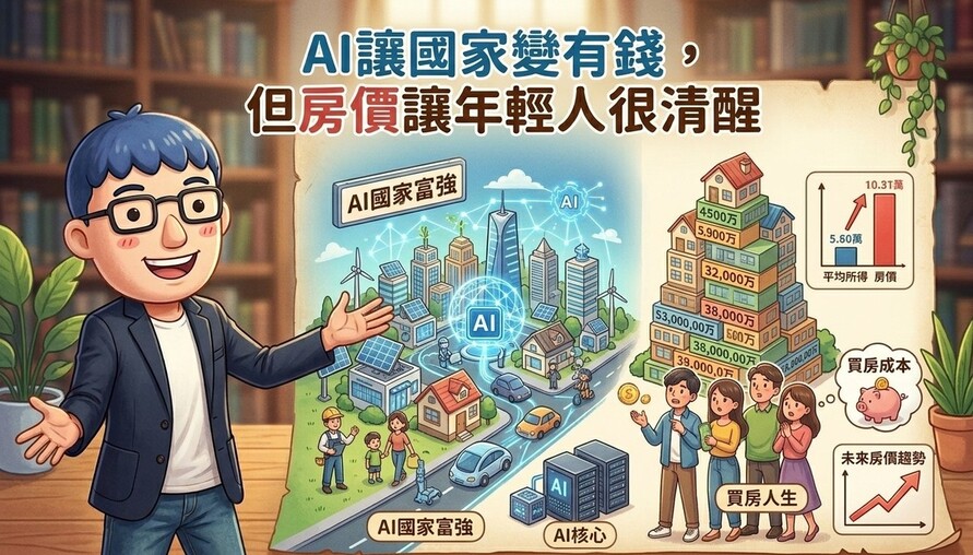 台灣人均GDP超車韓國，為什麼你還是買不起房？阿明：AI讓國家變有錢，但房價讓年輕人很清醒