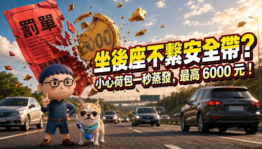 坐後座不繫安全帶？小心你的荷包一秒蒸發，最高 6000 元！