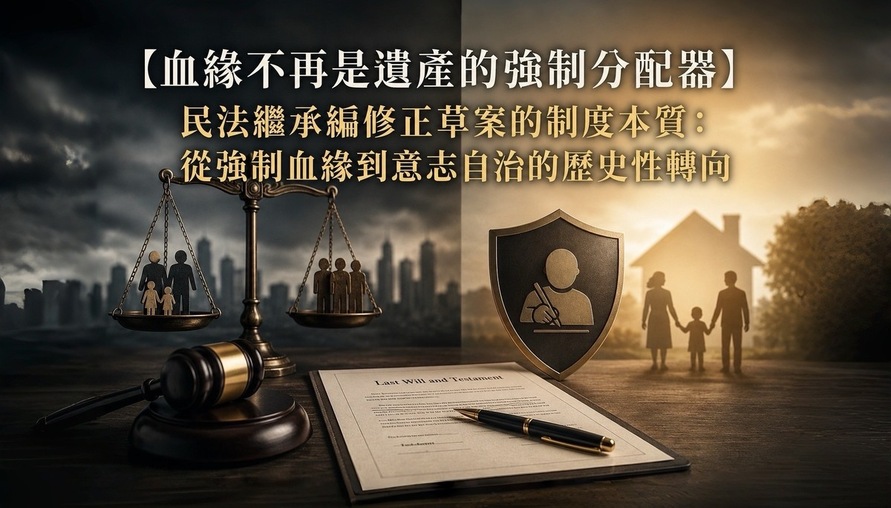【 血緣不再是遺產的強制分配器 】民法繼承編修正草案的制度本質：從強制血緣到意志自治的歷史性轉向