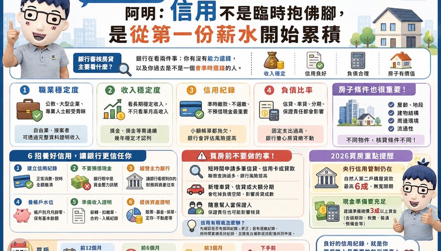 2026年想買房？阿明：信用不是臨時抱佛腳，是從第一份薪水開始累積