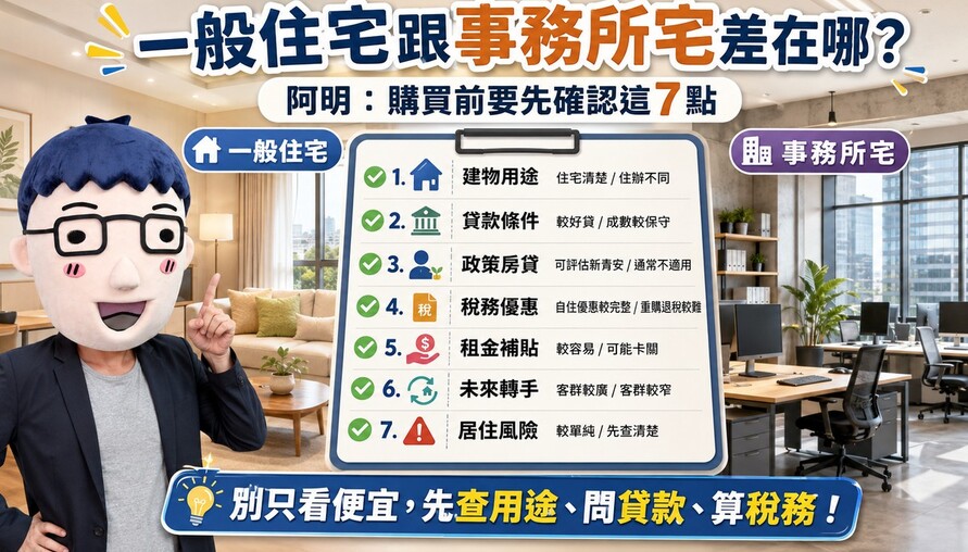 一般住宅跟事務所宅差在哪？阿明：購買前要先確認這七點