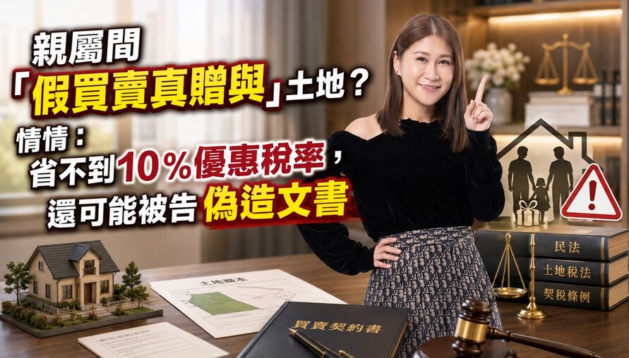 親屬間「假買賣真贈與」土地？情情：省不到10％優惠稅率，還可能被告偽造文書