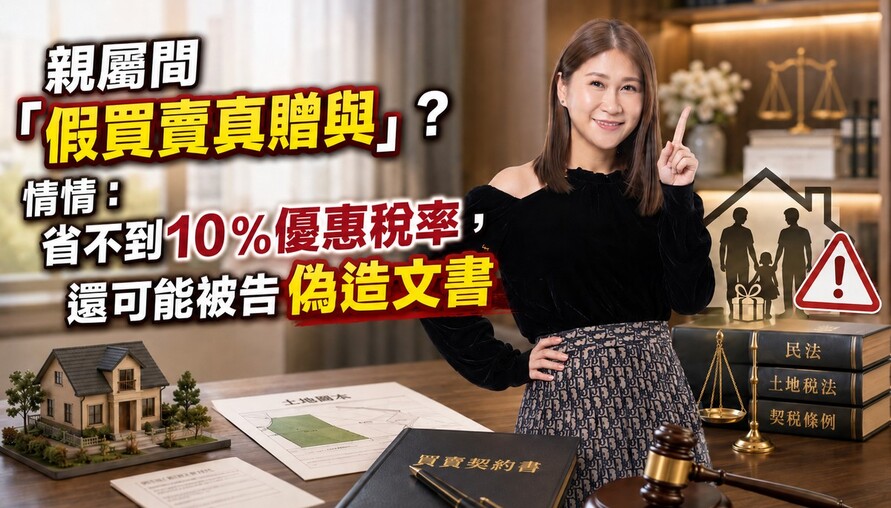 親屬間「假買賣真贈與」？情情：省不到10％優惠稅率，還可能被告偽造文書