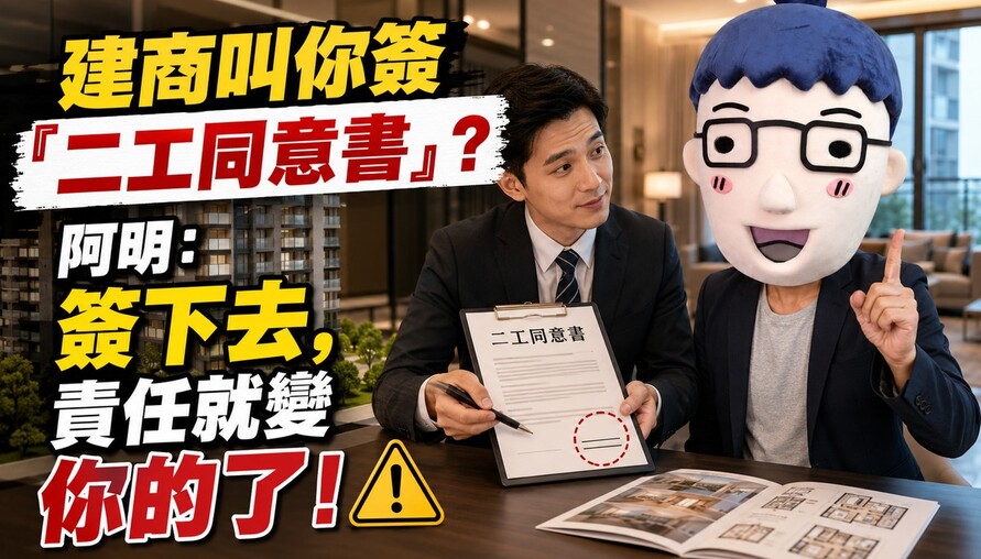 建商叫你簽「二工同意書」？阿明：簽下去，責任就變你的了！