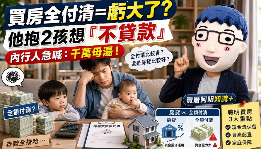 買房全付清＝虧大了？ 他抱2孩想「不貸款」 內行人急喊：千萬母湯！