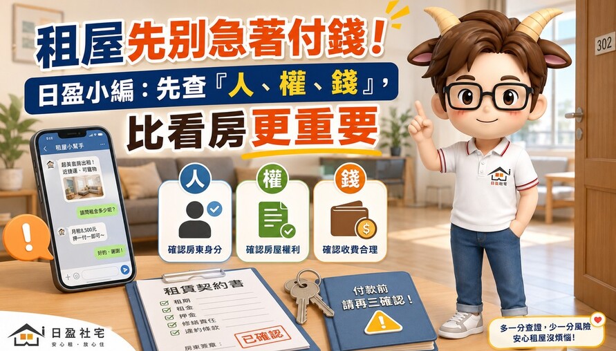 租屋先別急著付錢！日盈小編：先查「人、權、錢」，比看房更重要