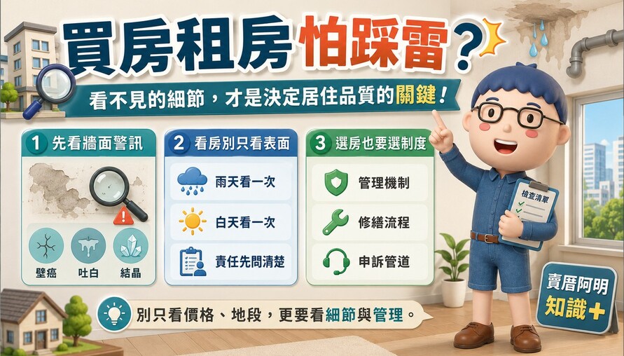 買房租房怕踩雷？阿明：看不見的細節，才是決定居住品質的關鍵！