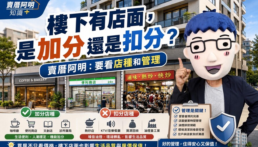 樓下有店面，是加分還是扣分？賣厝阿明：要看店種和管理
