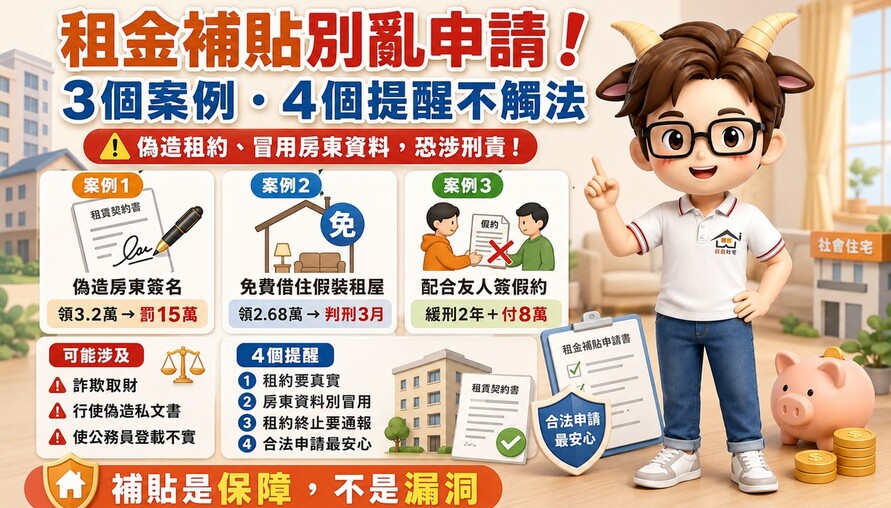 租金補貼別亂申請！假租約、假房東、假資料，可能真的被判刑