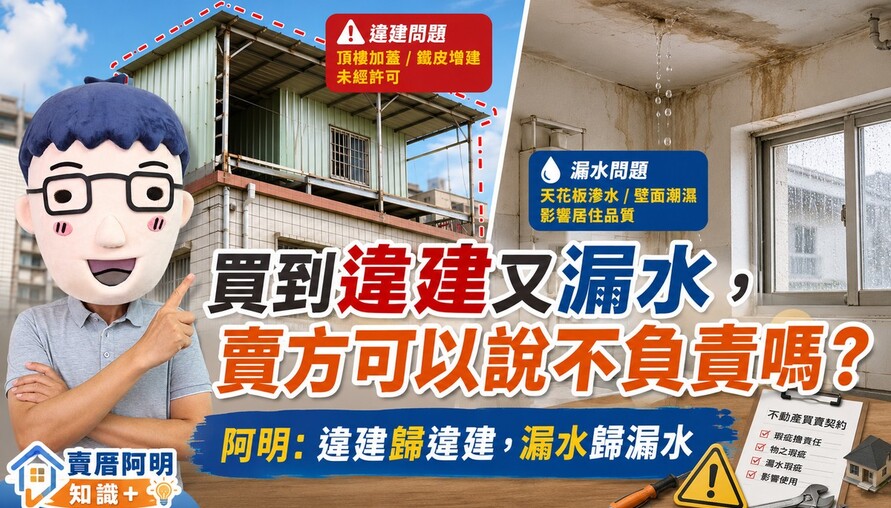 買到違建又漏水，賣方可以說不負責嗎？阿明：違建歸違建，漏水歸漏水