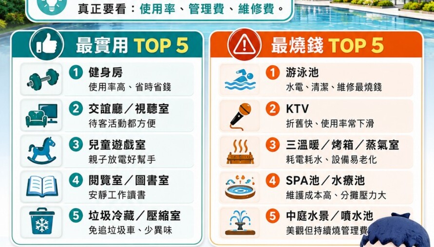 買房公設怎麼挑？阿明告訴你：這5種最實用、這5種最燒錢！