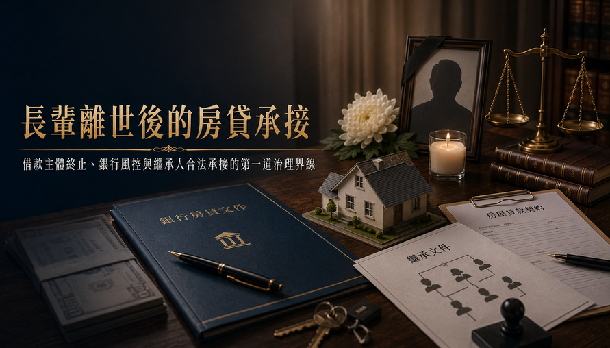 【 長輩離世後的房貸承接 】借款主體終止、銀行風控與繼承人合法承接的第一道治理界線