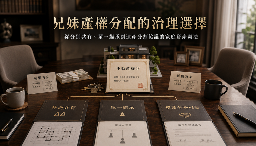 【 兄妹產權分配的治理選擇 】 從分別共有、單一繼承到遺產分割協議的家庭資產憲法