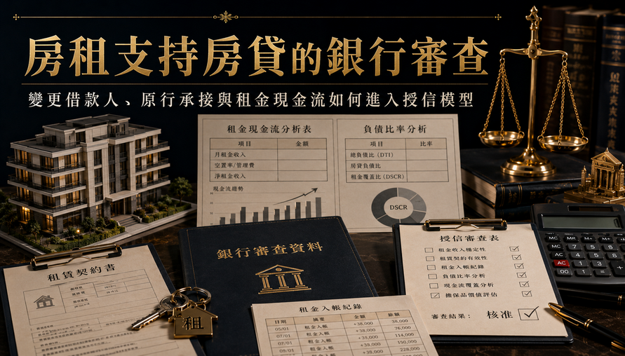 【 房租支持房貸的銀行審查 】變更借款人、原行承接與租金現金流如何進入授信模型
