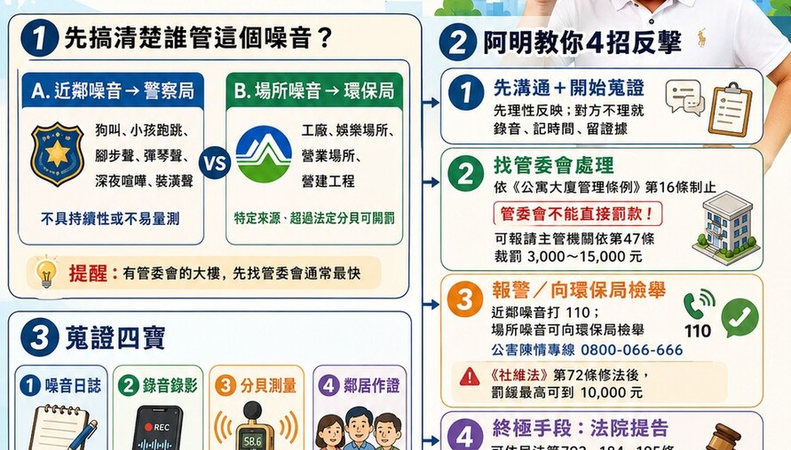 惡鄰噪音吵到崩潰？阿明教你4招反擊！從溝通到提告完整懶人包