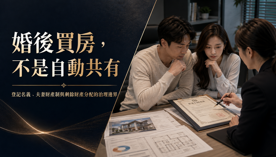 【 婚後買房不是自動共有 】登記名義、夫妻財產制與剩餘財產分配的治理邊界