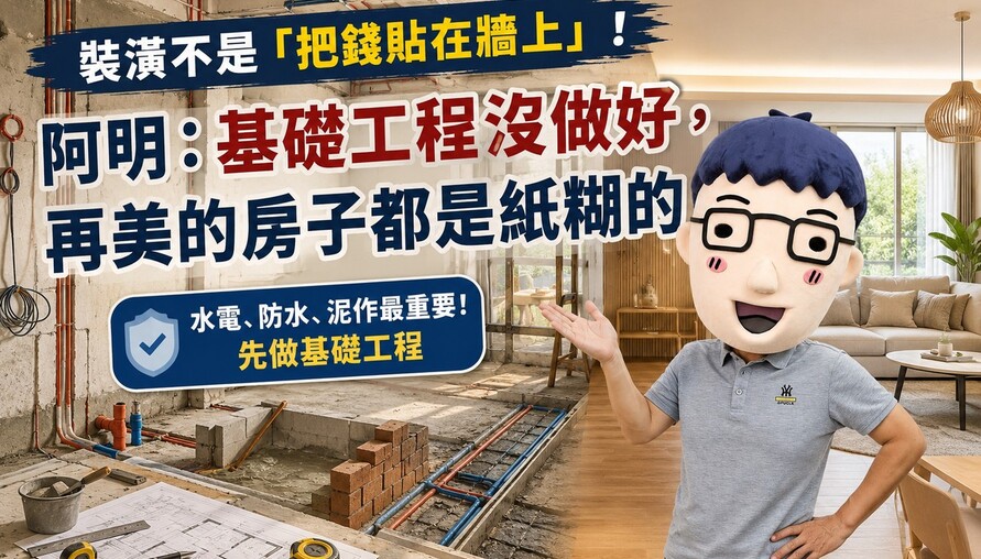 裝潢不是「把錢貼在牆上」！阿明：基礎工程沒做好，再美的房子都是紙糊的
