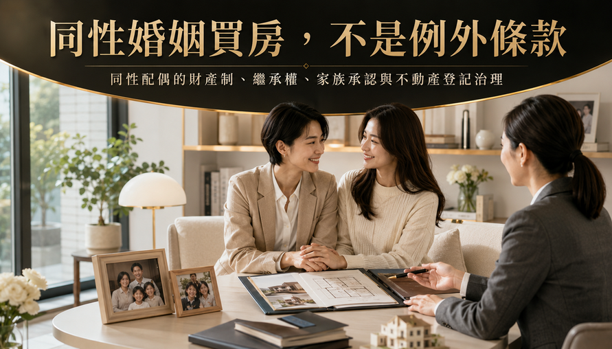 【 同性婚姻買房不是例外條款 】同性配偶的財產制、繼承權、家族承認與不動產登記治理