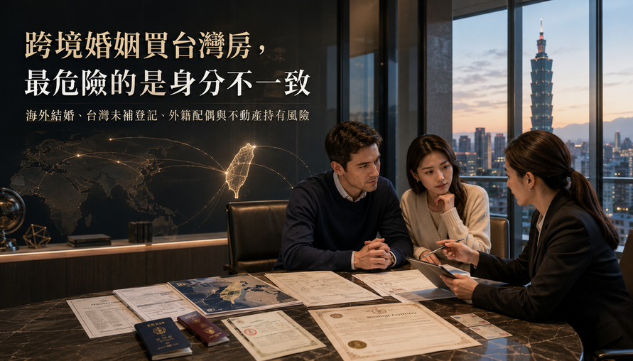 【 跨境婚姻買台灣房最危險的是身分不一致 】海外結婚、台灣未補登記、外籍配偶與不動產持有風險