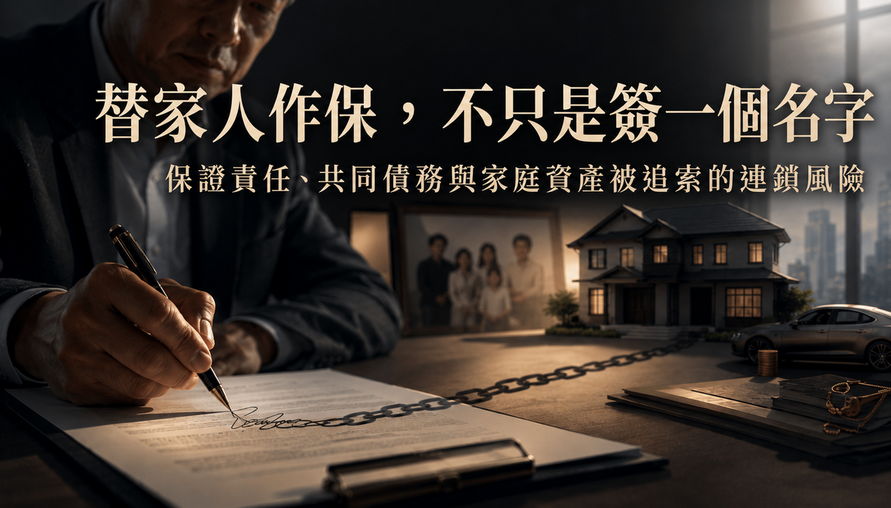 【 替家人作保不只是簽一個名字 】保證責任、共同債務與家庭資產被追索的連鎖風險