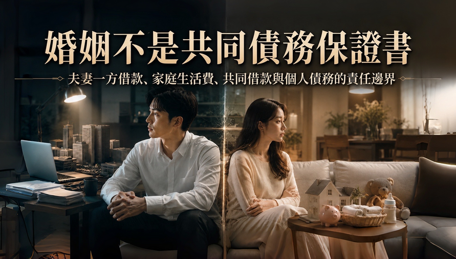 【 婚姻不是共同債務保證書 】夫妻一方借款、家庭生活費、共同借款與個人債務的責任邊界