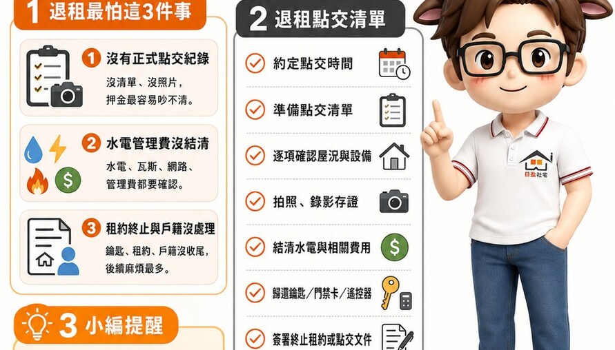 租屋退租比租房更重要？3個常見陷阱一次看，點交沒做好，押金、屋況、戶籍全出問題！