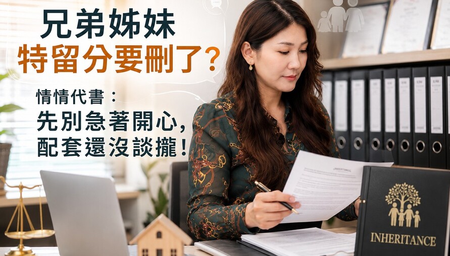 兄弟姊妹特留分要刪了？情情代書：先別急著開心，配套還沒談攏！