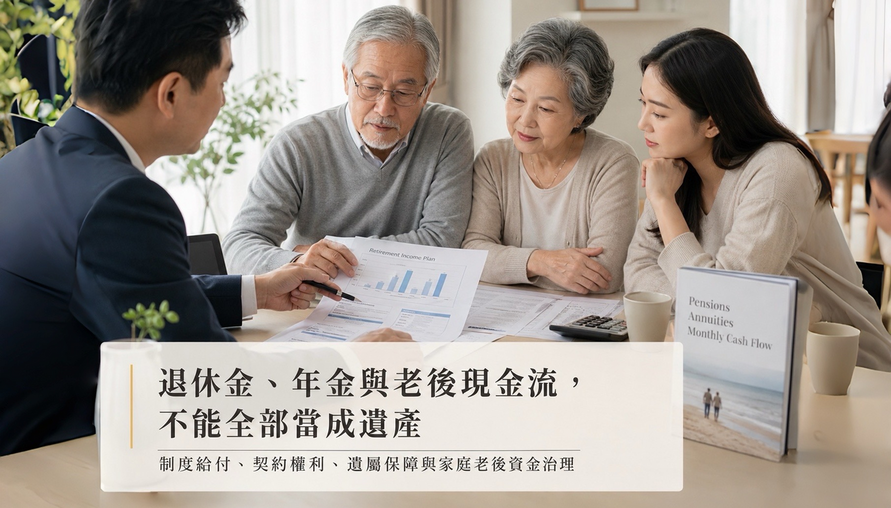 【 退休金、年金與老後現金流不能全部當成遺產 】制度給付、契約權利、遺屬保障與家庭老後資金治理